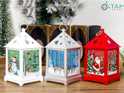 Nhà đèn Giáng sinh điện tử thấp in họa tiết mái sao X-NHDEN-02